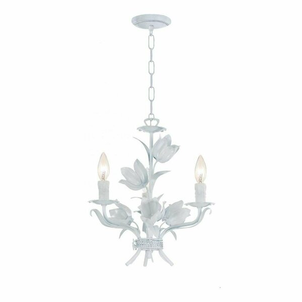 Crystorama Wet White Southport 3 Light 14in. Wide Wrought Iron Candle Style Mini Chandelier 4813-WW